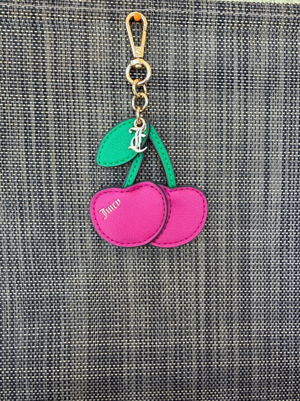 Adorable JUICY COUTURE CHERRY KEYCHAIN Key fob Charm MIRROR🍒